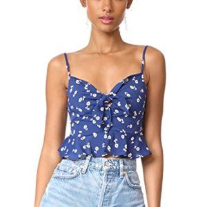 For Love and Lemon Blue Floral Crop Top (M)
